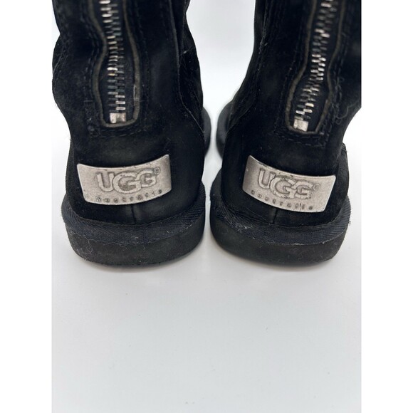 UGG Knightsbridge Boots Women's 7 Black Tall Suede 5119 Shearling Back Zip Y2K - Picture 3 of 7